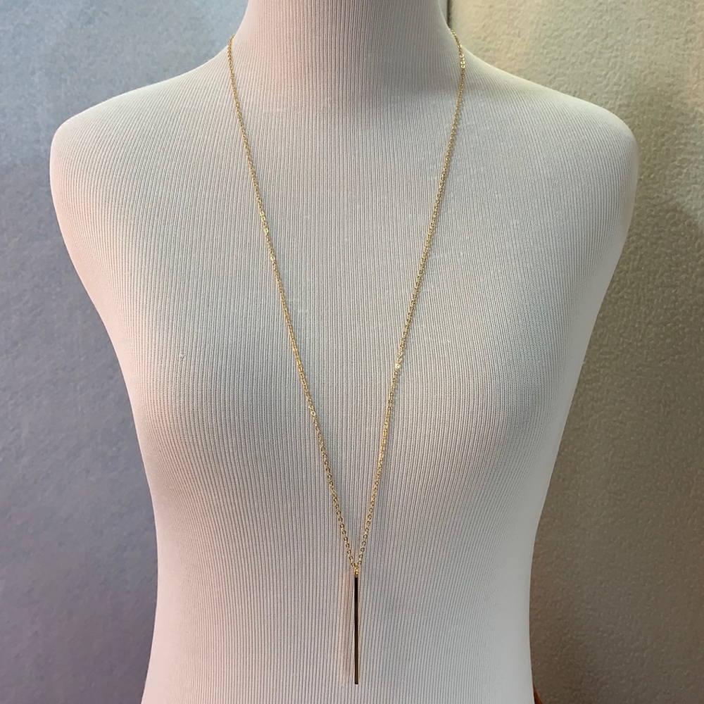Gold Toned Rectangular Block Necklace